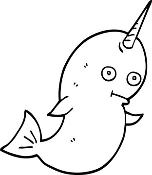 recommend clip art: line drawing cartoon white narwhal