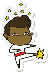 sticker of a cartoon excited man