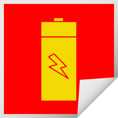 square peeling sticker cartoon of a electrical battery