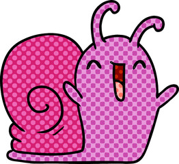 cartoon illustration kawaii happy cute snail