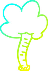 cold gradient line drawing of a cartoon tree