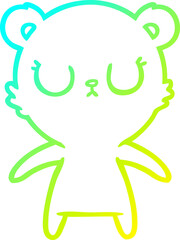 cold gradient line drawing of a peaceful cartoon bear cub