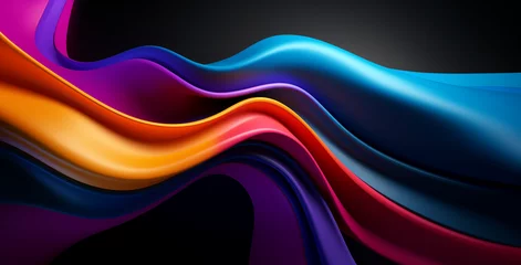 Poster Abstract background colored stains and waves of liquid glossy paint  © Asya_AI