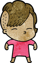 cartoon squinting girl