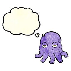 cartoon alien squid face with thought bubble