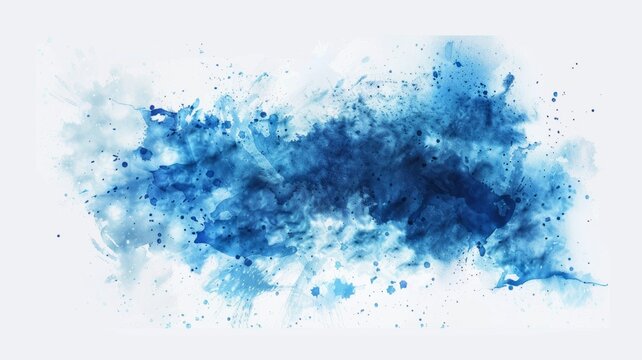Blue watercolor cloud dissolving on white - An abstract representation of a cloud-like formation of blue watercolor dissolving and spreading across a white surface