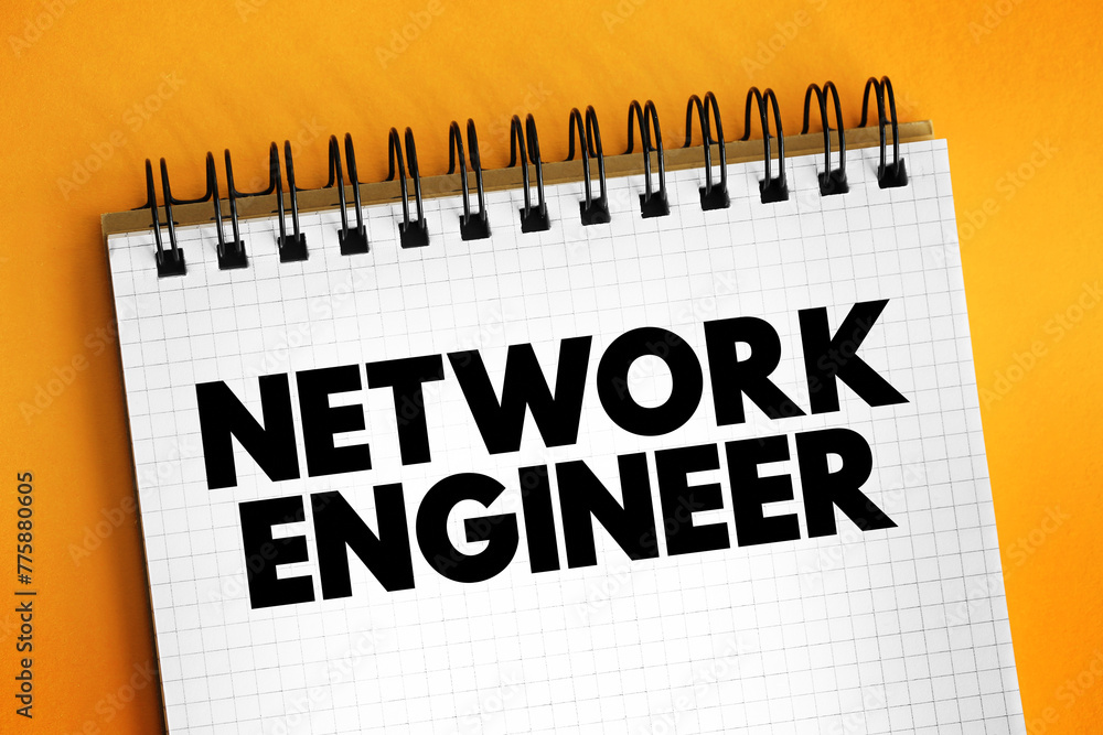 Poster network engineer - set up, develop and maintain computer network within an organisation, text concep