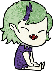 cartoon laughing vampire girl sitting
