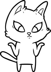 confused cartoon cat shrugging shoulders