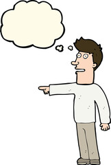 cartoon man pointing with thought bubble