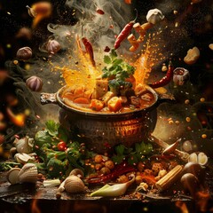 Fiery Hot Pot: Explosive Culinary Spices in Action