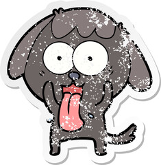 distressed sticker of a cute cartoon dog