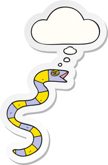cartoon snake with thought bubble as a printed sticker