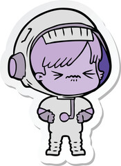 sticker of a angry cartoon space girl