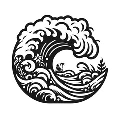Wave logo. Graphic symbols of ocean or flowing sea water stylized for business identity vector. 
