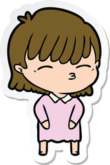 sticker of a cartoon woman