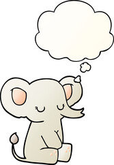 cartoon elephant with thought bubble in smooth gradient style