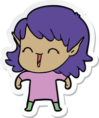 sticker of a cartoon elf girl