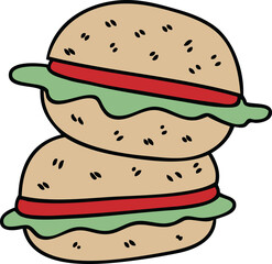hand drawn quirky cartoon veggie burger