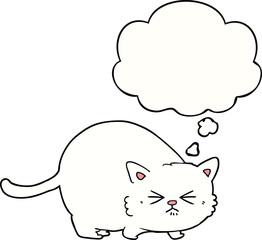 cartoon angry cat with thought bubble