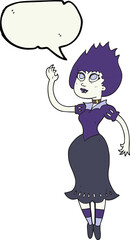 freehand drawn speech bubble cartoon vampire girl