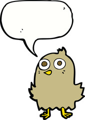 funny cartoon bird with speech bubble