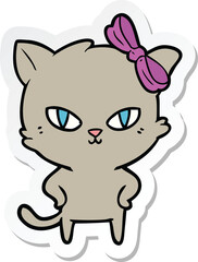 sticker of a cute cartoon cat