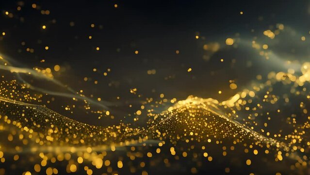 Abstract golden particles wave background