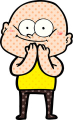 cartoon bald man staring