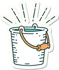 sticker of a tattoo style bucket of water