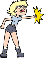 cartoon woman punching