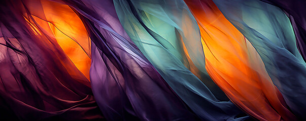 Dark colored fabric, in the style of colorful abstracts, violet and aquamarine, dark yellow and...