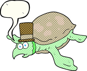 freehand drawn comic book speech bubble cartoon turtle