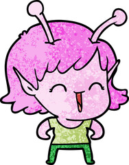 cartoon alien girl laughing