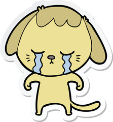 sticker of a cartoon crying dog