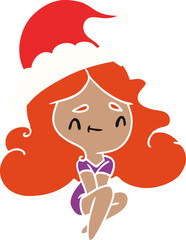 hand drawn christmas cartoon of kawaii girl