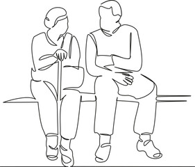 elderly couple sitting on a bench