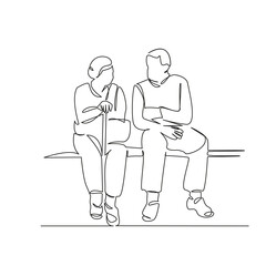 elderly couple sitting on a bench