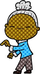 cartoon peaceful old woman