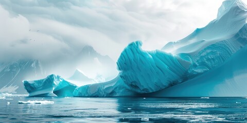 A majestic iceberg floating in water. Ideal for environmental themes