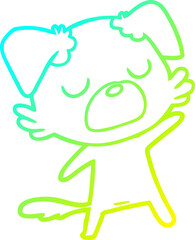 cold gradient line drawing of a cartoon dog