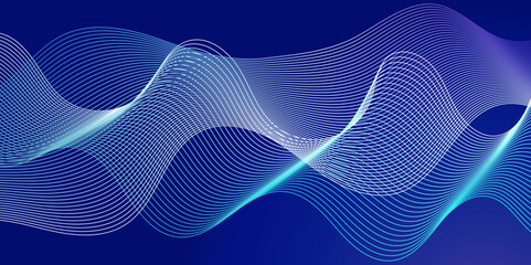 Vector Abstract crave wavy thin blend line on blue and white violet gradient Technology, data science, geometric border. Isolated on white wave element for dynamic smooth design background.