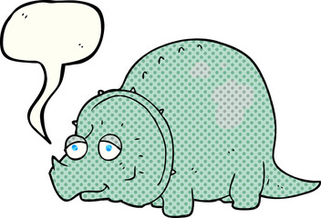 freehand drawn comic book speech bubble cartoon dinosaur