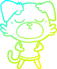 cold gradient line drawing of a cute cartoon dog