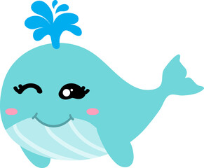 cute whale cartoon, sea animal