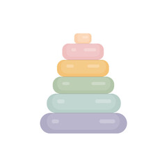 Obraz premium Cute children's wooden colorful pyramid. Vector illustration