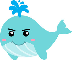 cute whale cartoon, sea animal