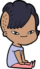 cute cartoon girl with hipster haircut