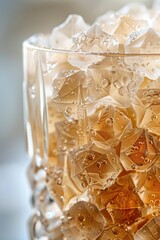 Close up of a glass filled with ice cubes. Great for beverage or summer concepts