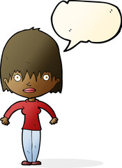 cartoon woman staring with speech bubble